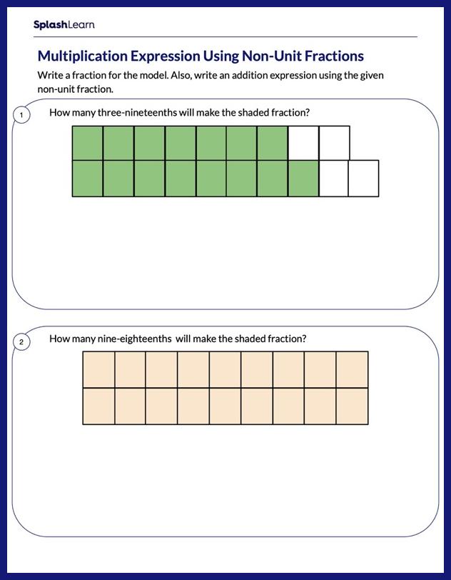 Express a Fraction as Repeated Sum Worksheet