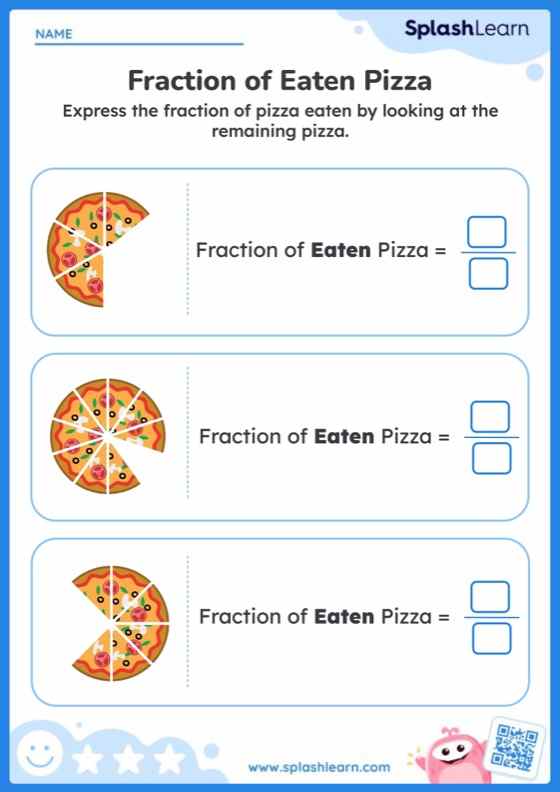 Fraction of Eaten Pizza - Worksheet