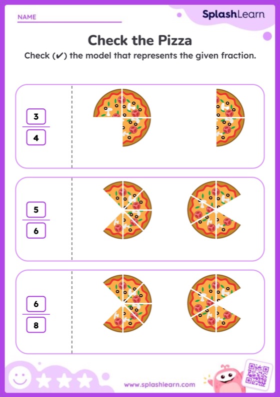 Identify the Pizza Fraction - Worksheet