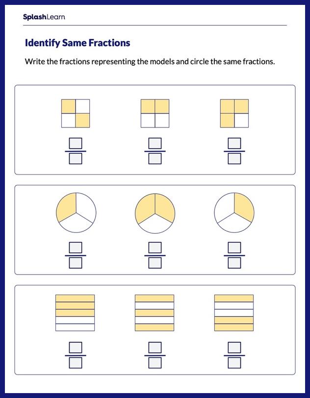 Identify the Same Fractions Worksheet