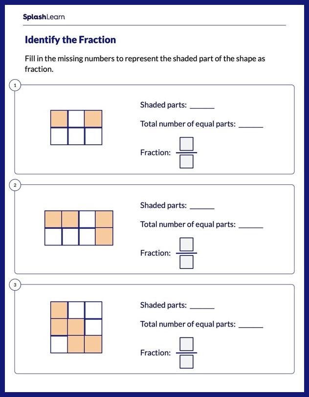 Represent the Shaded Part Using Fraction Worksheet