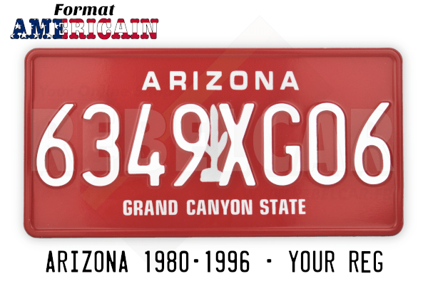 US ARIZONA GRAND CANYON STATE BURGUNDY RED REFLECTIVE license plate with a white cactus on the middle, RED BORDER, size 300x150 mm / 12x6"