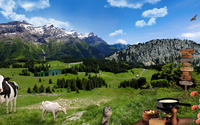 Farm animals on the mountain meadow wallpaper 1920x1080 jpg