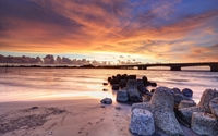 Amazing sunset clouds above the stone bridge wallpaper 1920x1200 jpg