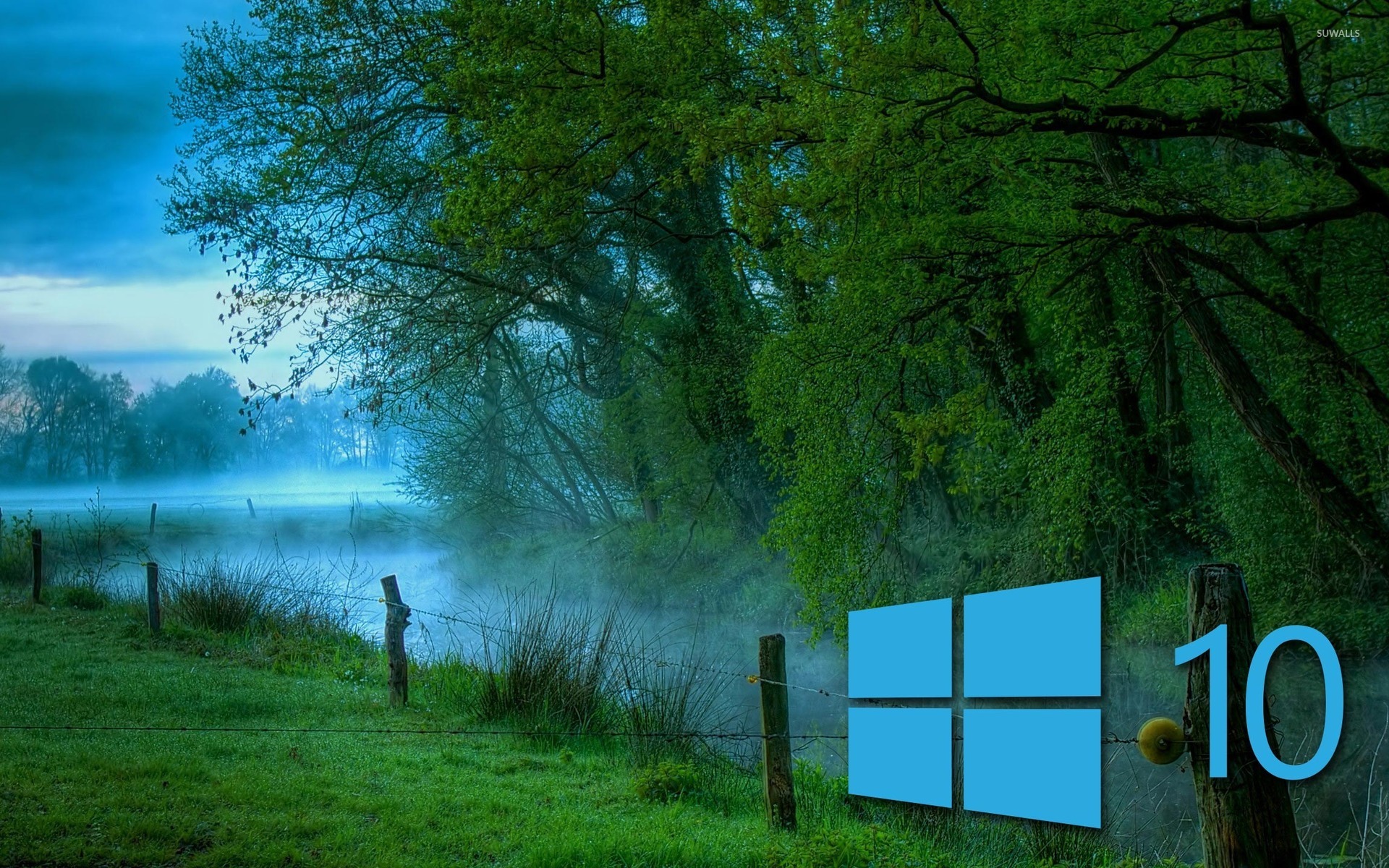 Windows 10 In The Misty Morning Blue Logo Wallpaper Computer Images