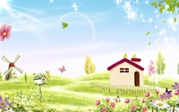 Amazing spring nature by the small house wallpaper 2560x1440 jpg