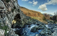 River rushing though the stone bridge wallpaper 1920x1200 jpg