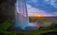 Seljalandsfoss waterfall at sunset wallpaper 1920x1200 jpg