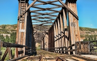 Old railway on a wooden bridge wallpaper 1920x1080 jpg