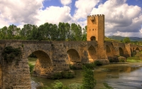 Vintage stone bridge across the river wallpaper 1920x1080 jpg