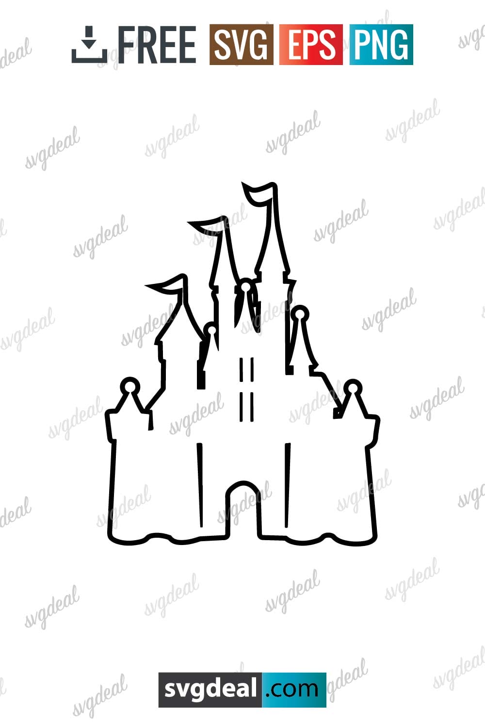 Free Disney Castle Outline SVG - SVGDeal.com