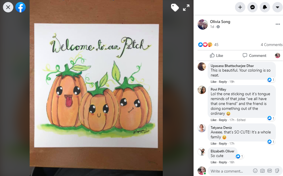 Student art cute pumpkin