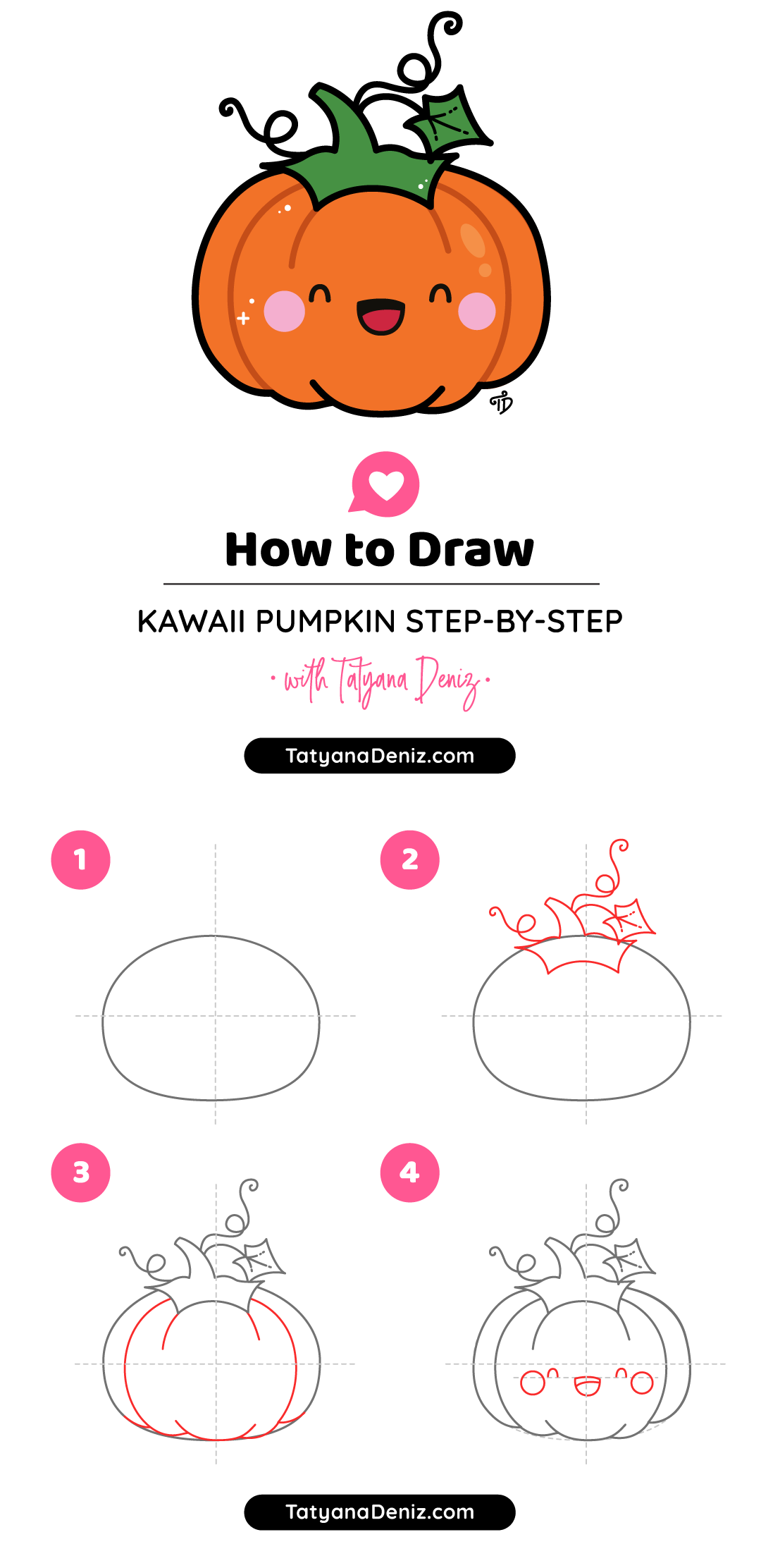 How to draw easy and cute Halloween pumpkin step-by-step