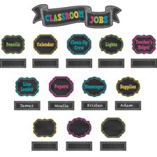 Chalkboard Brights Classroom Jobs Mini Bulletin Board