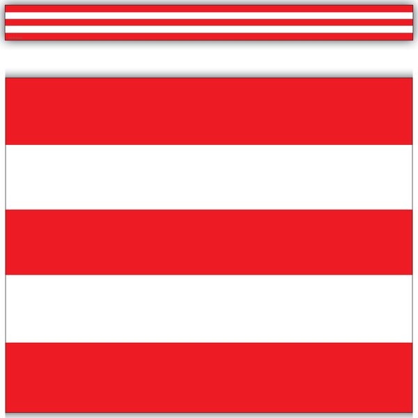 TCR5489 Red & White Stripes Straight Border Trim Image