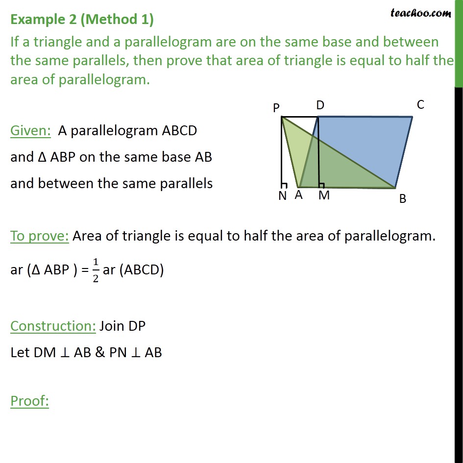 Example 2 - If a triangle and a parallelogram are on same - Paralleograms & triangles with same base & same parallel lines