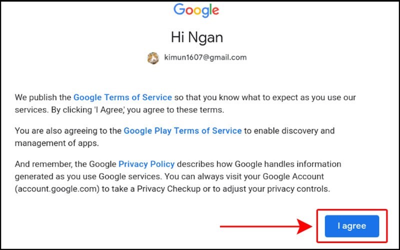 Nhấn chọn I agree