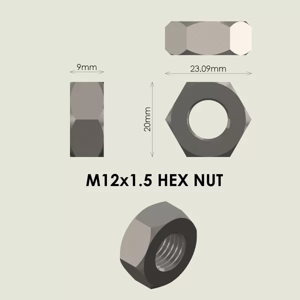 M12x1.5 Bolt and Nut - Model preview 5