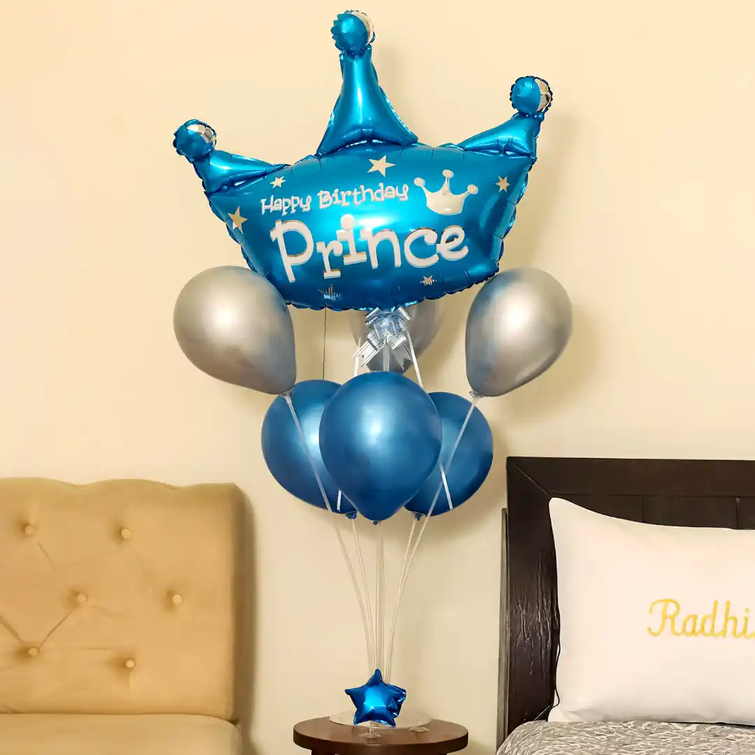 Crown the birthday celebration with this prince balloon bouquet.