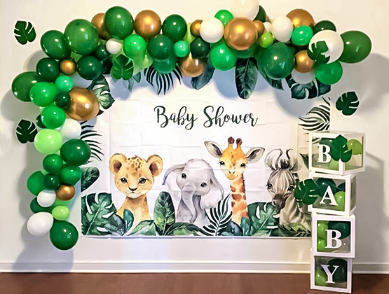 Have you seen our jungle theme balloon decoration idea for a baby shower party?