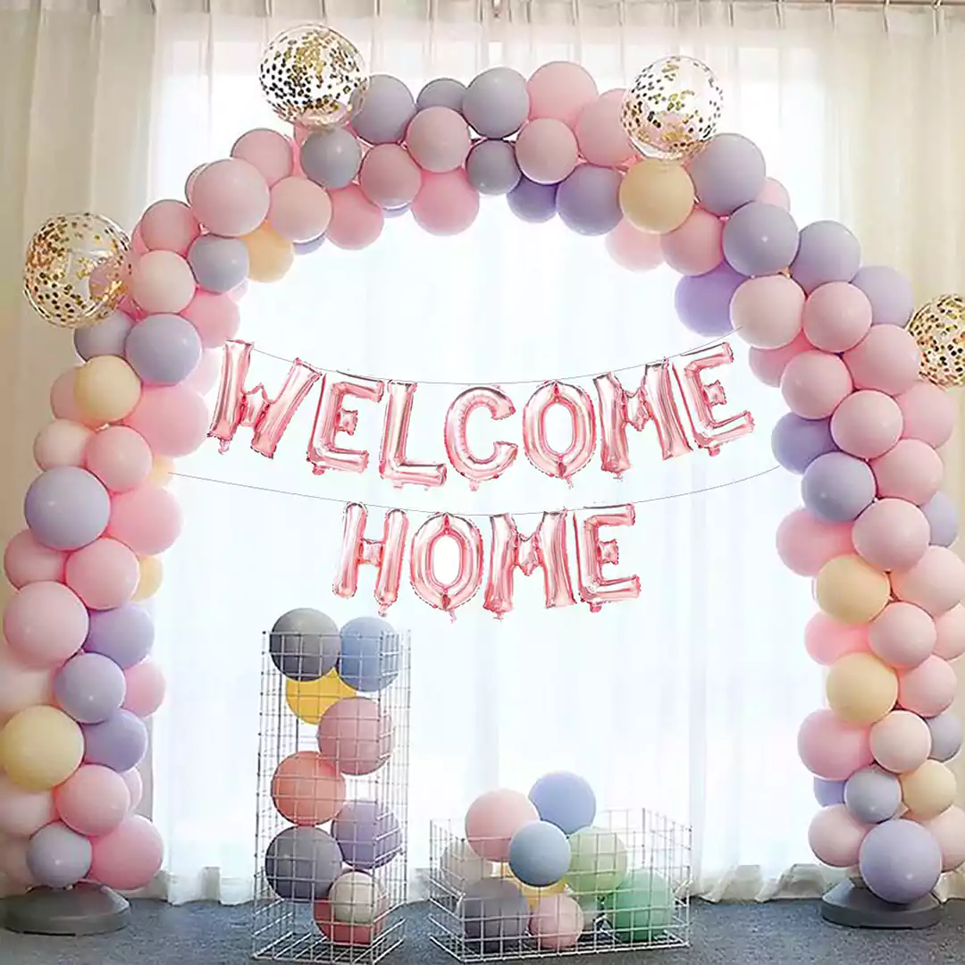 Welcome your little prince/princess home with this pastel balloon decor.