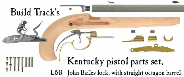 Build Track's Kentucky pistol with 13/16" straight octagon barrel, L&R John Bailes flint lockPrice: starting at $607.34