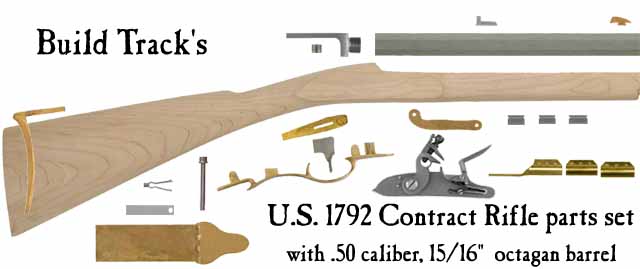 Build Track's 1792 Contract flintlock longrifle parts set, with 15/16" octagon barrel in .50, or .54 caliberPrice: starting at $852.82