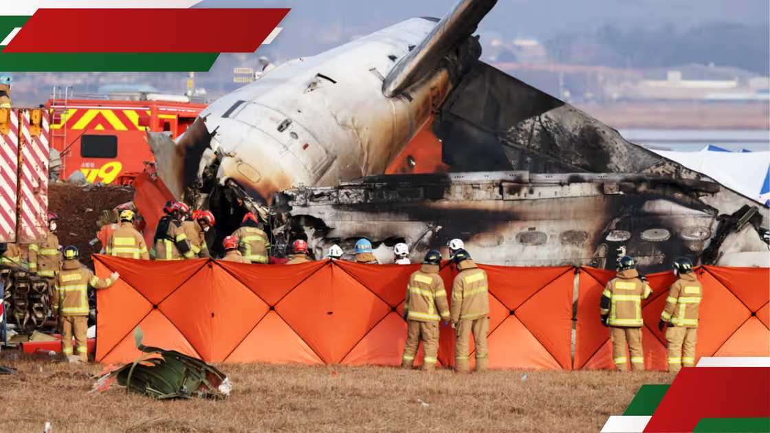 Wreckage from the Jeju Air Flight 7C 2216 Boeing 737-800.