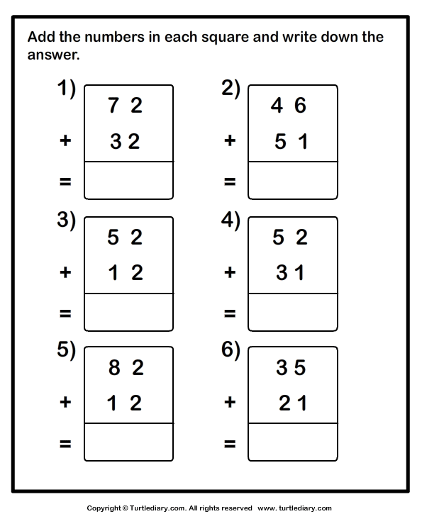 2 Digit Addition Without Regrouping Worksheets