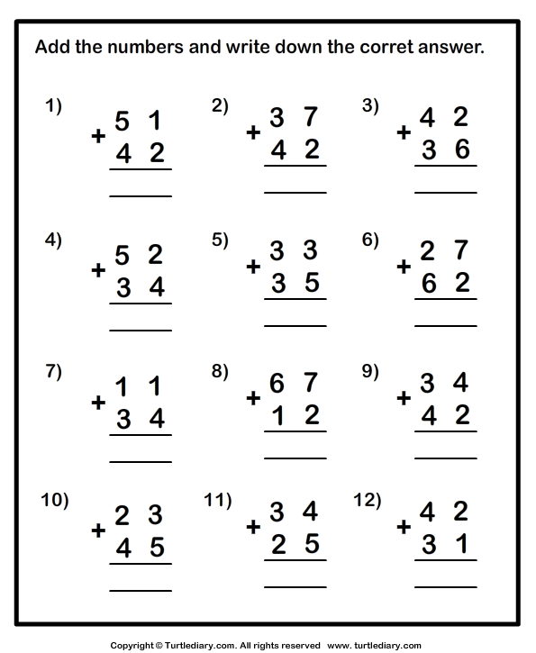 First Grade Adding Three Numbers Worksheets image.