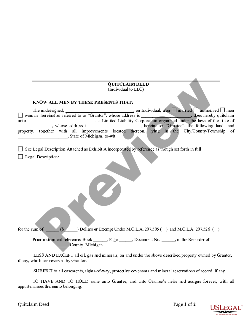 State Of Michigan Quit Claim Deed Form at Yoshiko Carrillo blog