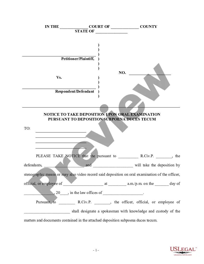 Subpoena Duces Form Statement With Name | US Legal Forms