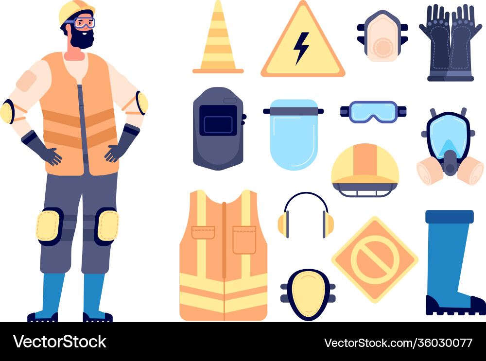 Builder safety equipment construction worker Vector Image