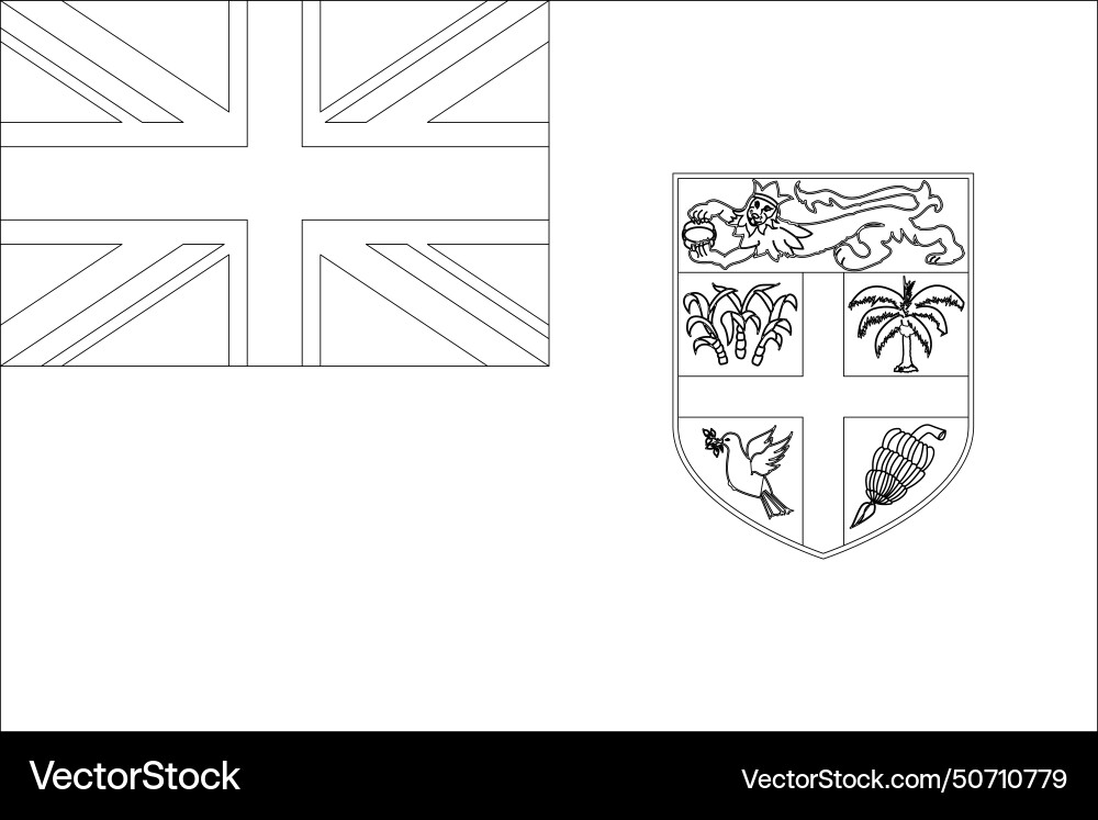 Black outline flag of fiji Royalty Free Vector Image