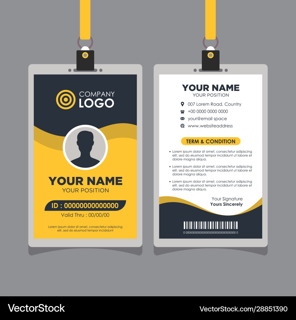 Yellow id card design template image Royalty Free Vector