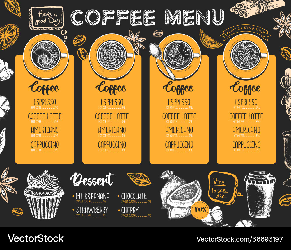 Restaurant coffee menu design Royalty Free Vector Image