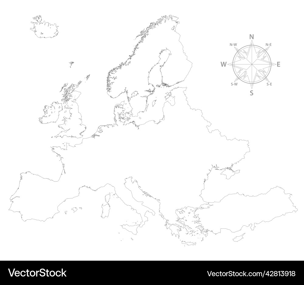 European outline silhouette map Royalty Free Vector Image