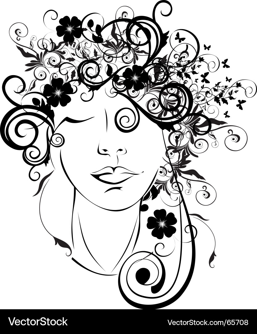 Floral girl Royalty Free Vector Image - VectorStock image.