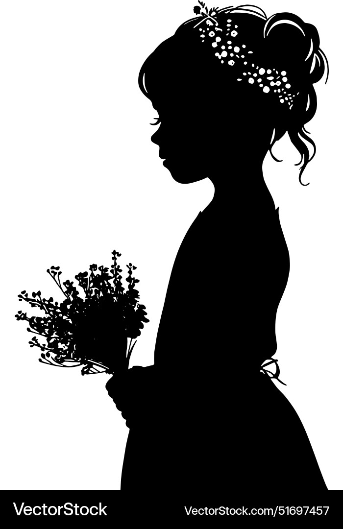 Silhouette of a wedding flower girl Royalty Free Vector