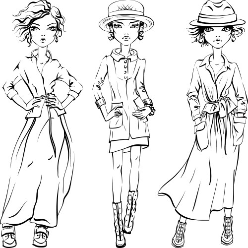 Set cute fashion girls Royalty Free Vector Image