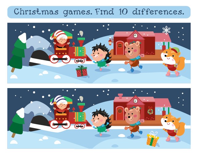 Spot the differences game with kids Royalty Free Vector