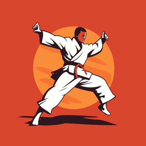 Tae kwon do fighters in flat cartoon style Vector Image