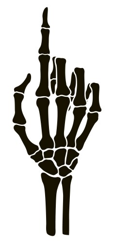 Skeleton hand shows middle finger Royalty Free Vector Image