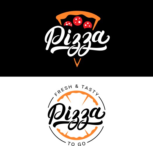 Pizzeria hand written lettering logo label badge Vector Image