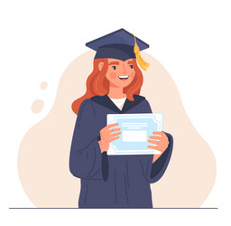 Cartoon cute girl celebrating graduation Vector Image