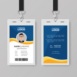 Blue graphic employee id card template Royalty Free Vector