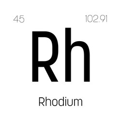 Rhodium rh periodic table element Royalty Free Vector Image