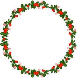 Christmas holly tree wreath with leaves and red Vector Image