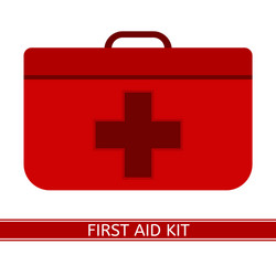 Red first aid kit case with cross isolated Vector Image