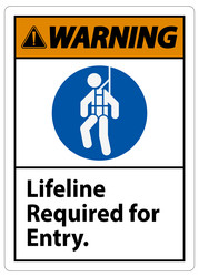 Warning confined space sign lifeline required Vector Image